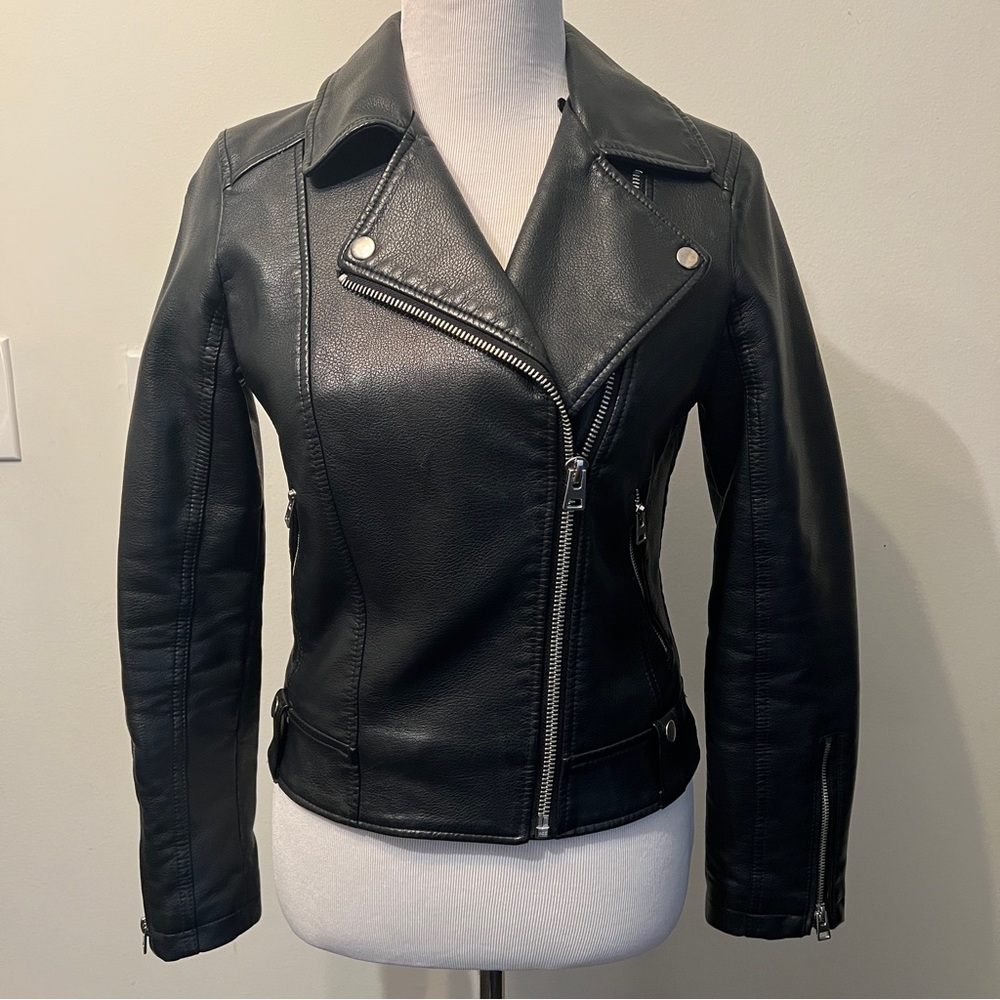 TOPSHOP FAUX LEATHER BIKER JACKET - Sz 4